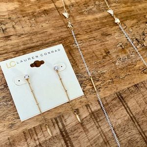 Lauren Conrad Thin Dangle Earring with Necklace